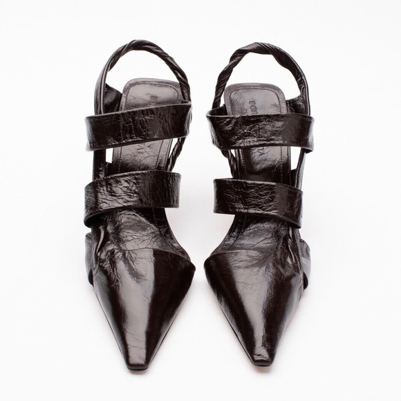 New The Point Leather Slingback ShoesEU39.5 Crushed available in 9.5 black - Picture 4 of 9